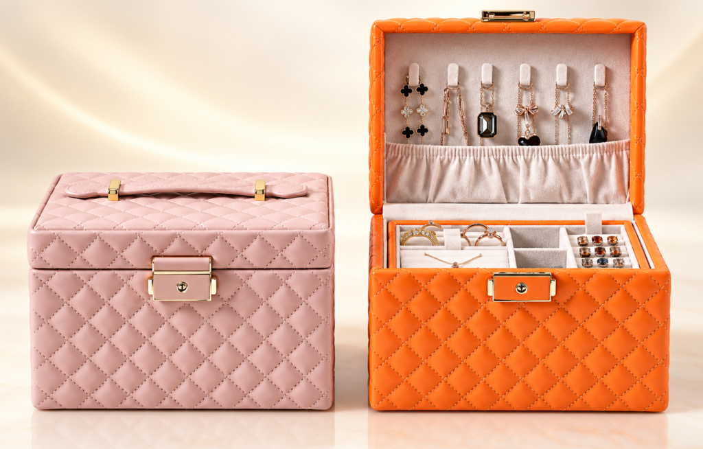 Glitzstone orange jewellery organiser vault with storage compartments